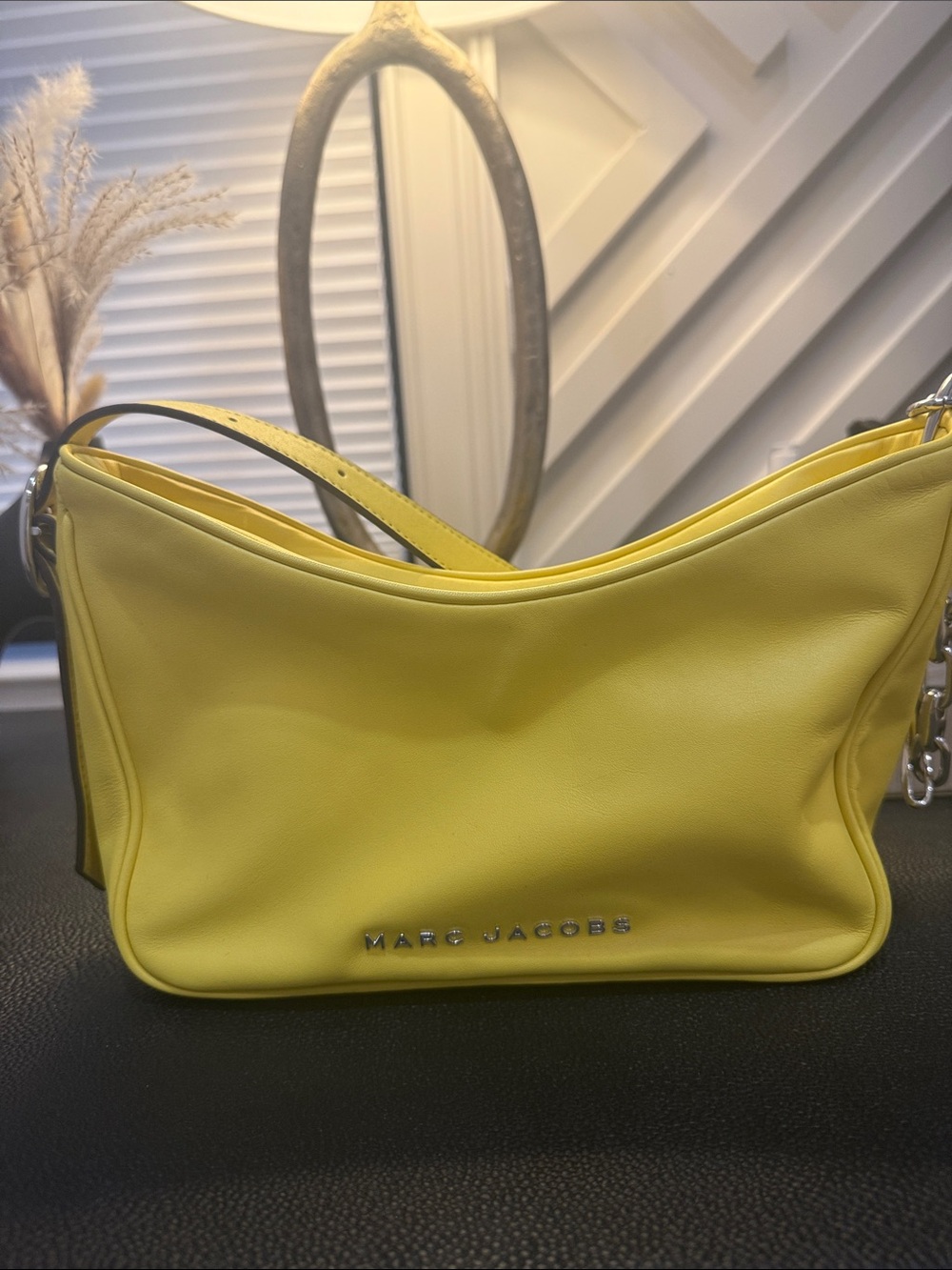 Marc Jacobs Yellow Leather Shoulder Tote with Logo
